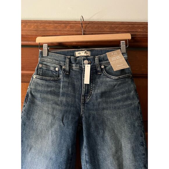 NWT Madewell Women's Mid Rise Kick Out Crop Jeans Flare Leg Oneida Wash Size 24 - Picture 4 of 14